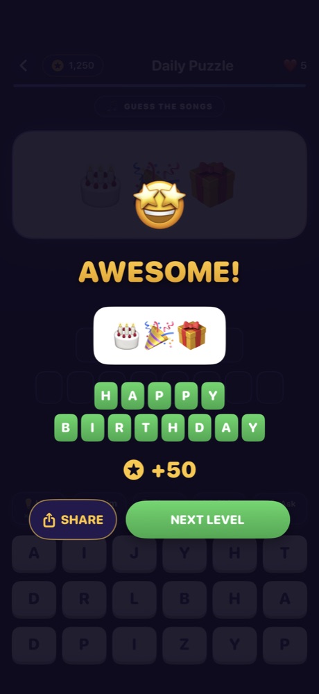 Win screen with coins earned