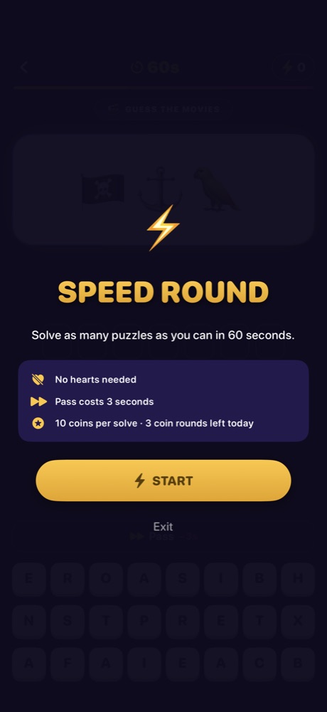 Speed Round start screen